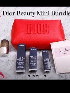 Dior Beauty Mini Bundle + Red Dior Makeup Bag